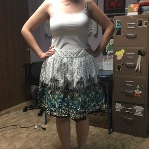 Polka dot and floral skirt